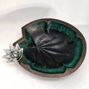 Achla Designs Copper Birdbath Lily Pad White Flower Lotus Blossom Bird Feeder